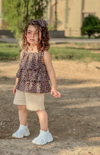 تاپ شلوارک دخترانه مدل پلنگی کد:۸۲۷